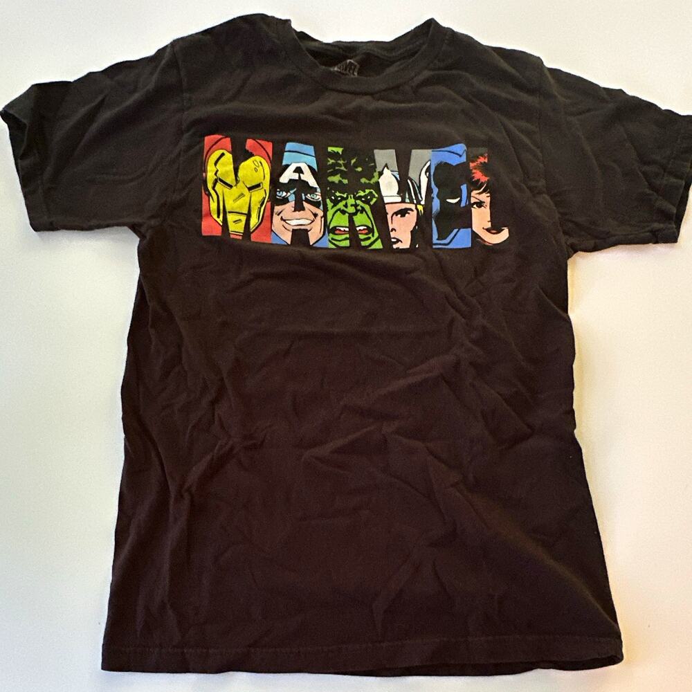 Marvel Avengers Men’s Black Graphic Print Crew Neck Cotton T-Shirt Size S